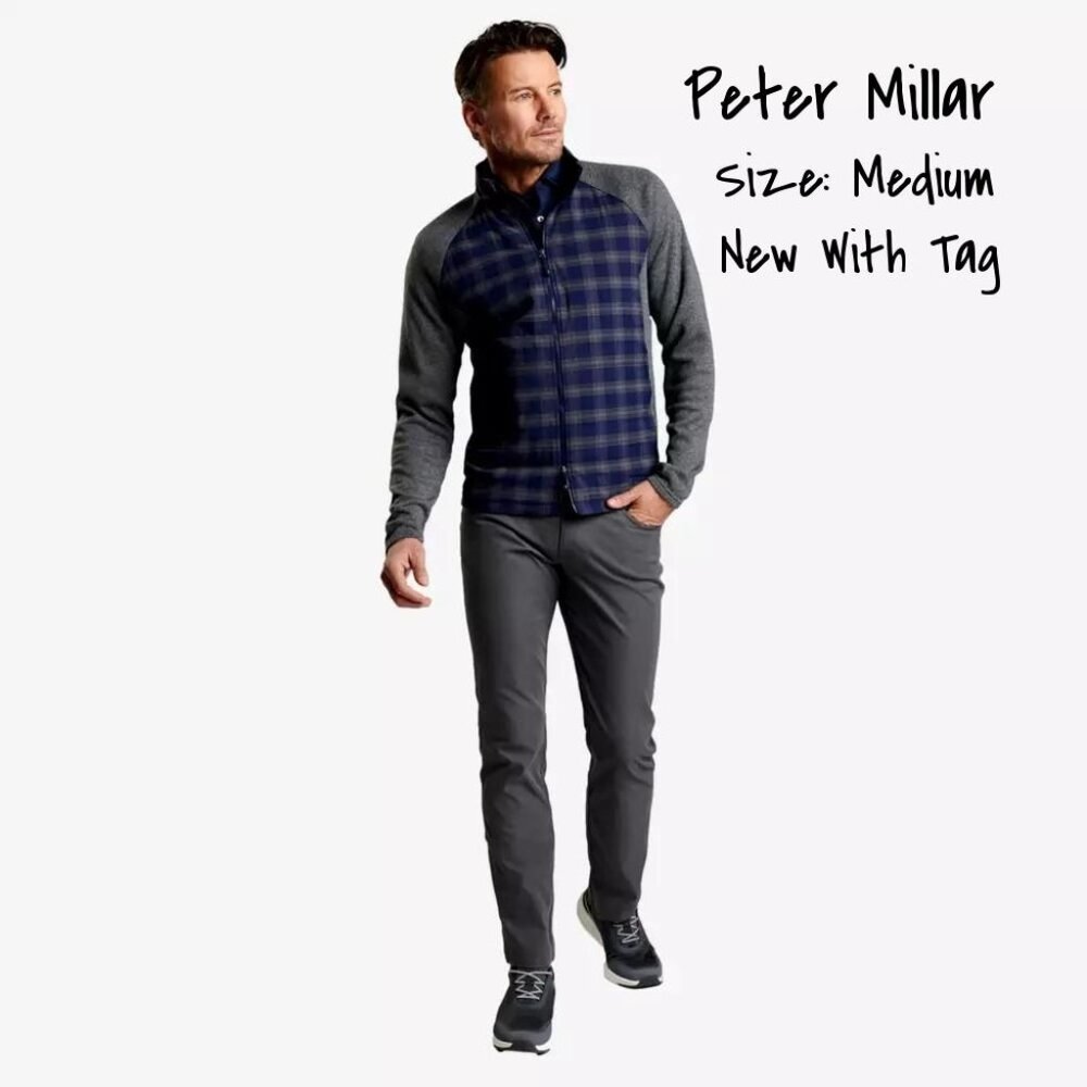 Peter Millar Golf Jacket Navy Flannel Size Medium New With Tag